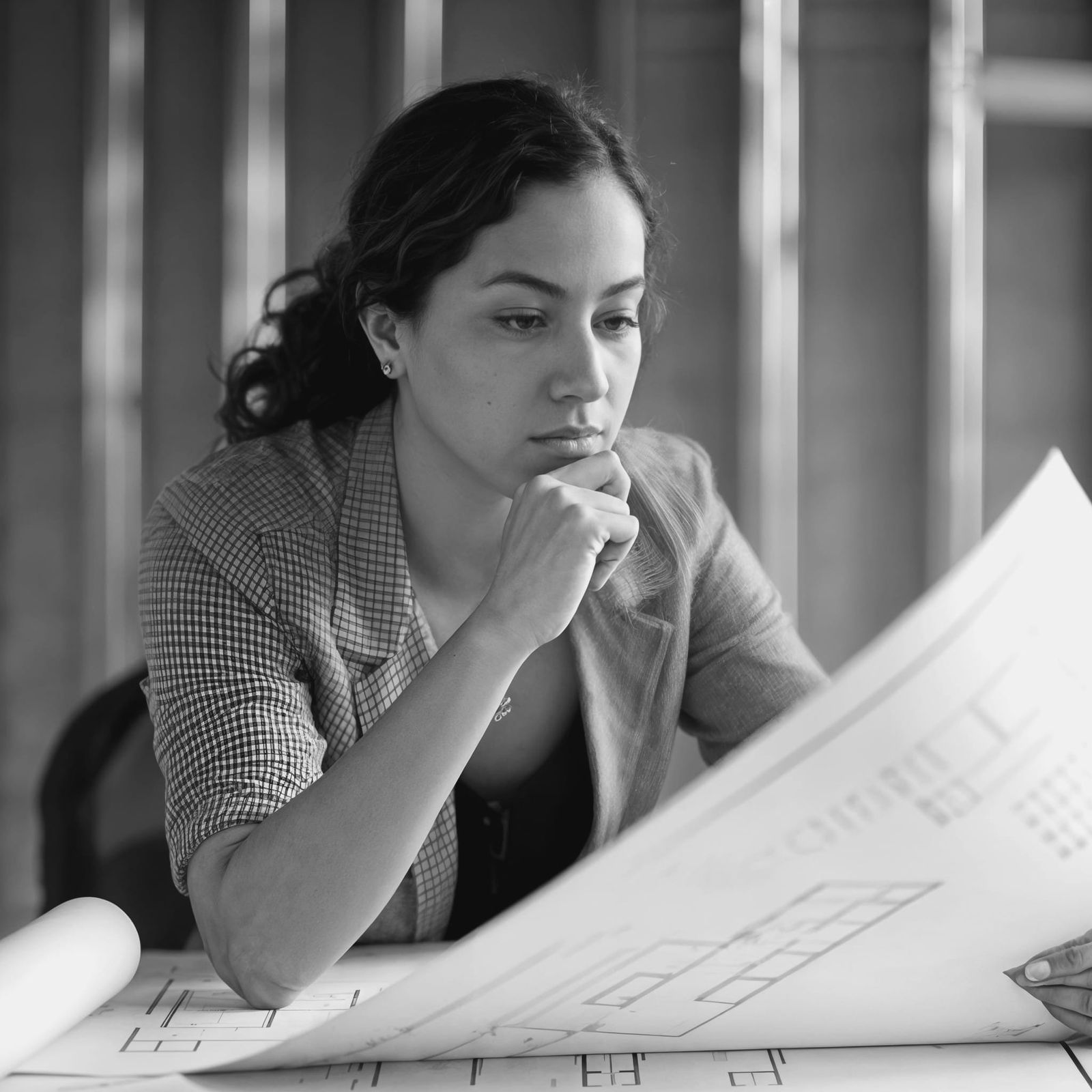 Thoughtful Architect: Black and White Portrait