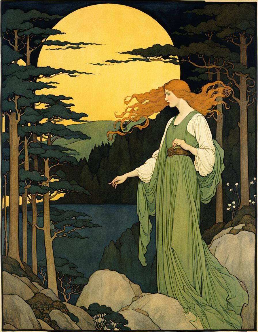 Ethereal Banshee in Art Nouveau Style