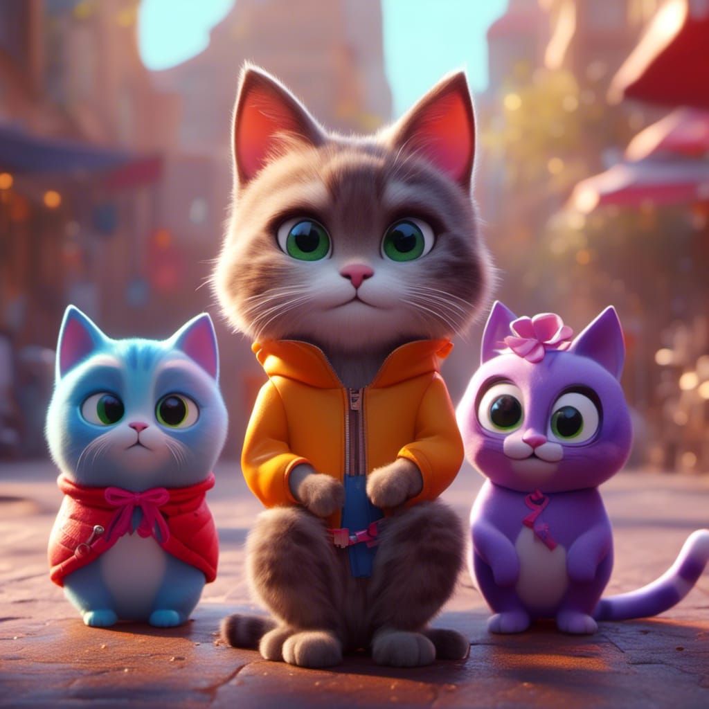 Cats Divided by Morality: Pixar-Style 3D Art