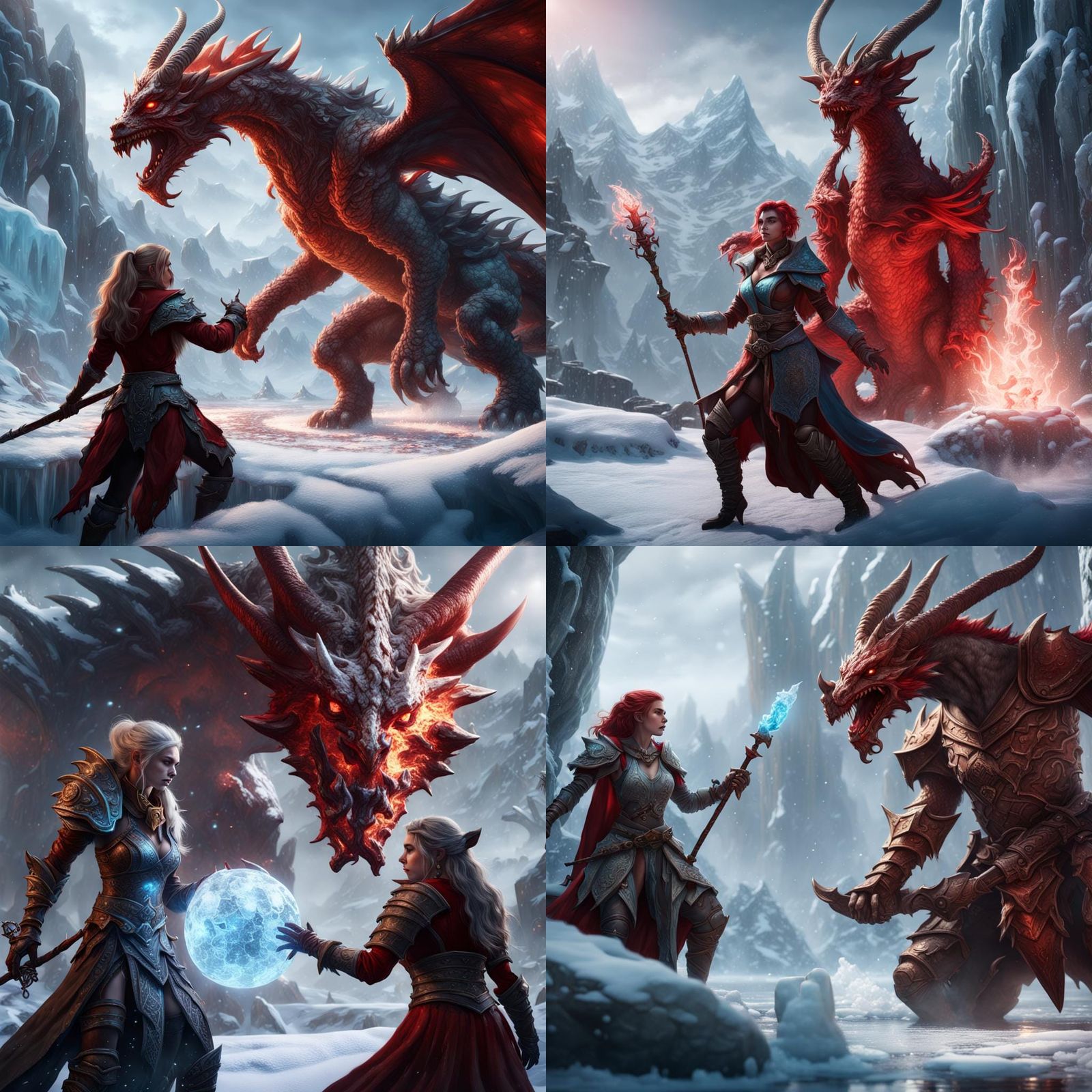 Satyress Bard and Dragonborn Casting Ice Spell