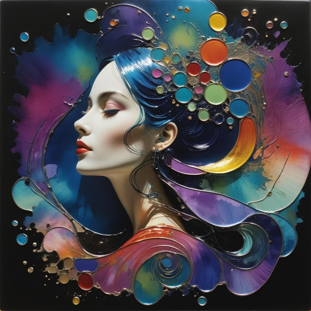 Vibrant Enamel Surface with Reflections