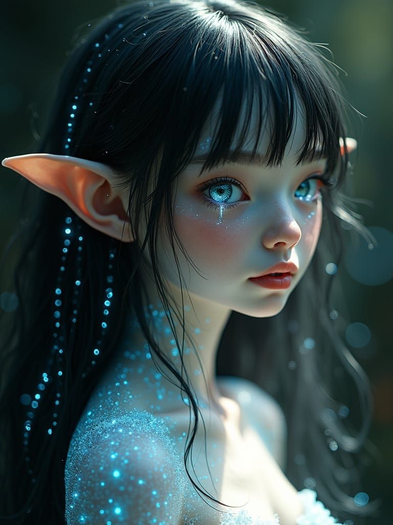 Ethereal Binary Code Elf in Soft Golden Light