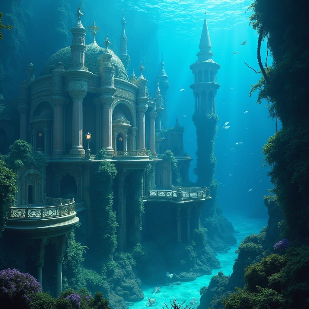 Underwater Metropolis of Atlantis in Futuristic, Whimsical S...