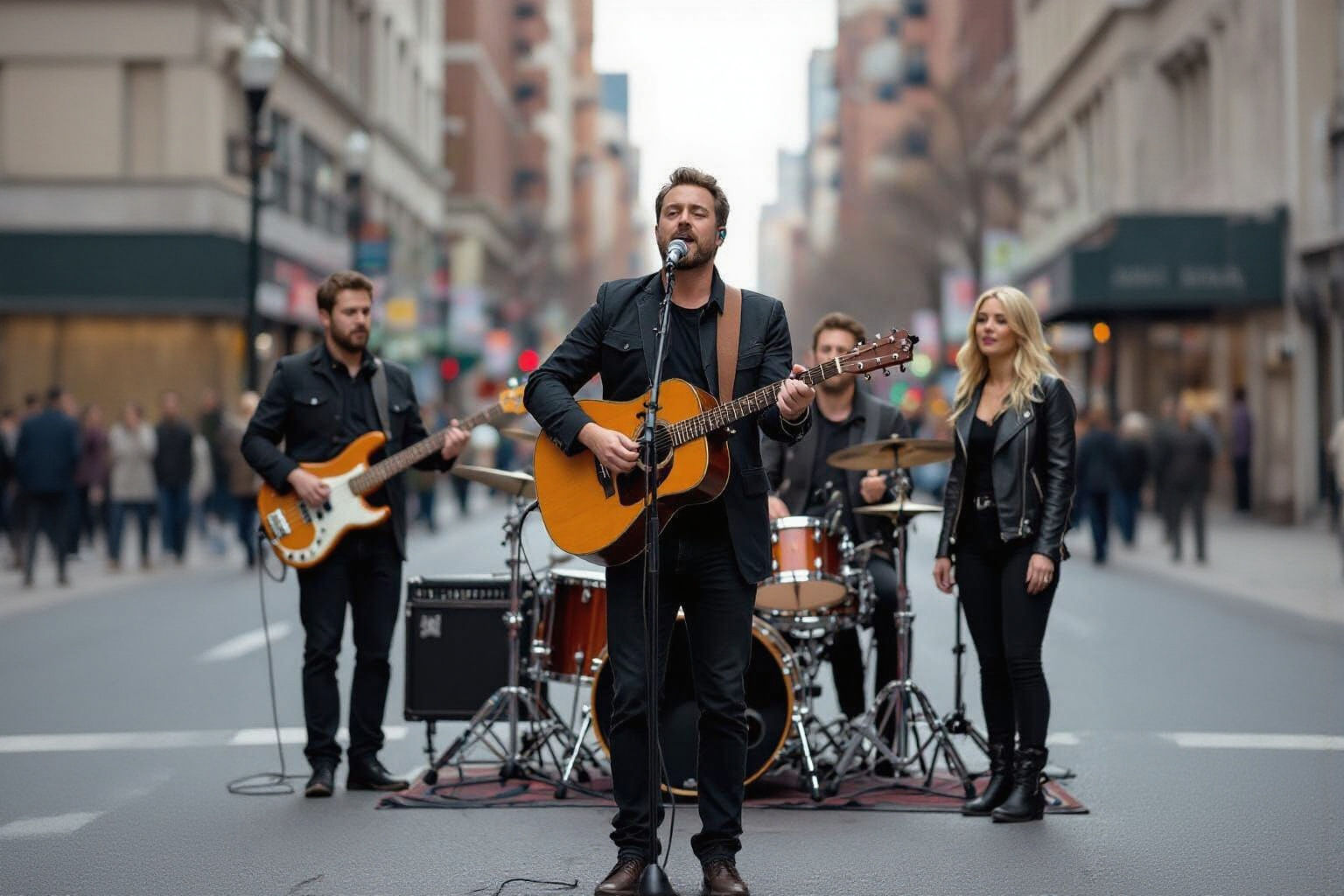 Band Plays on Empty City Street