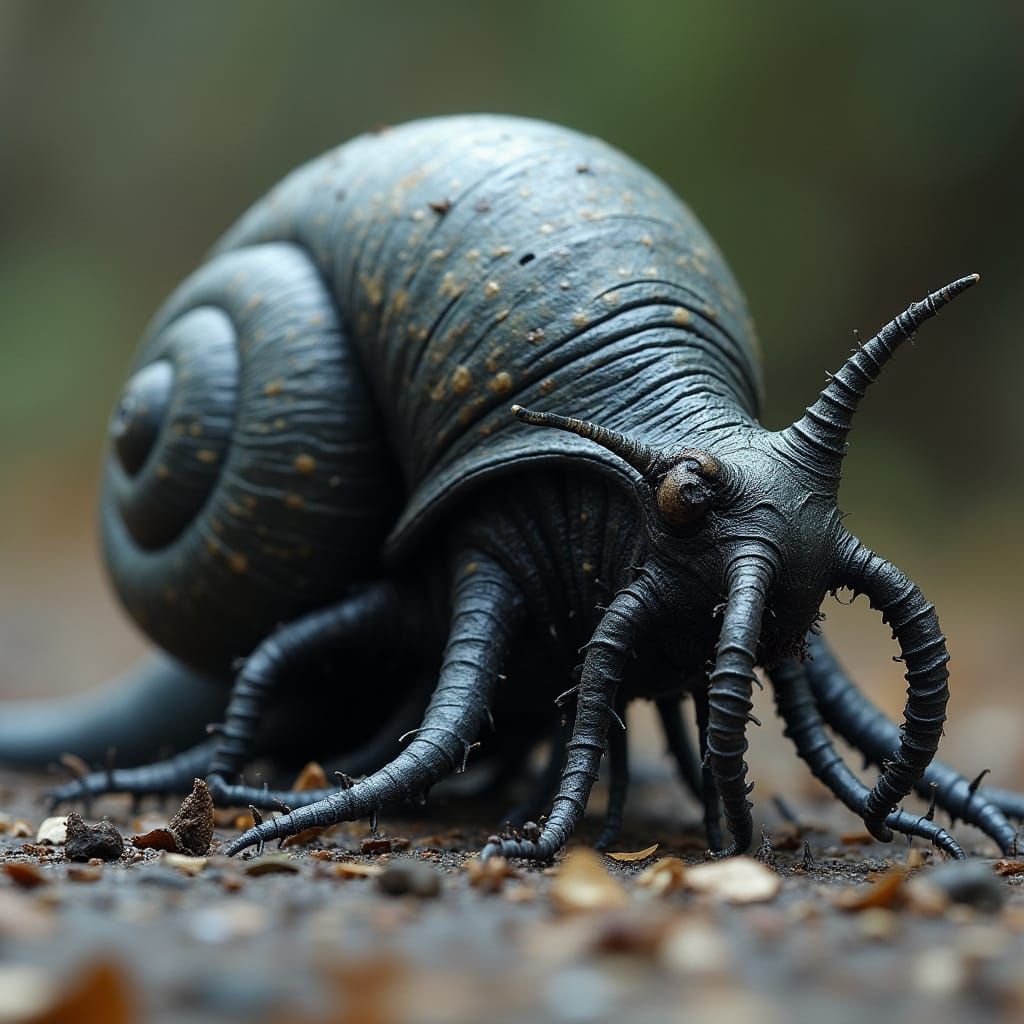 Grotesque, Biomechanical Creature with Mottled Skin and Hair...