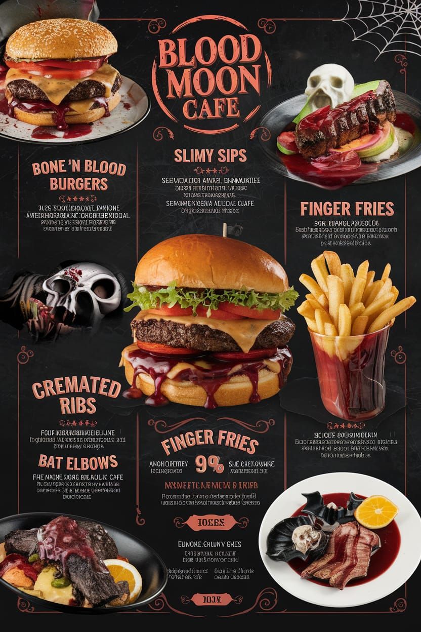 Creepy Halloween Specials Menu for Blood Moon Cafe