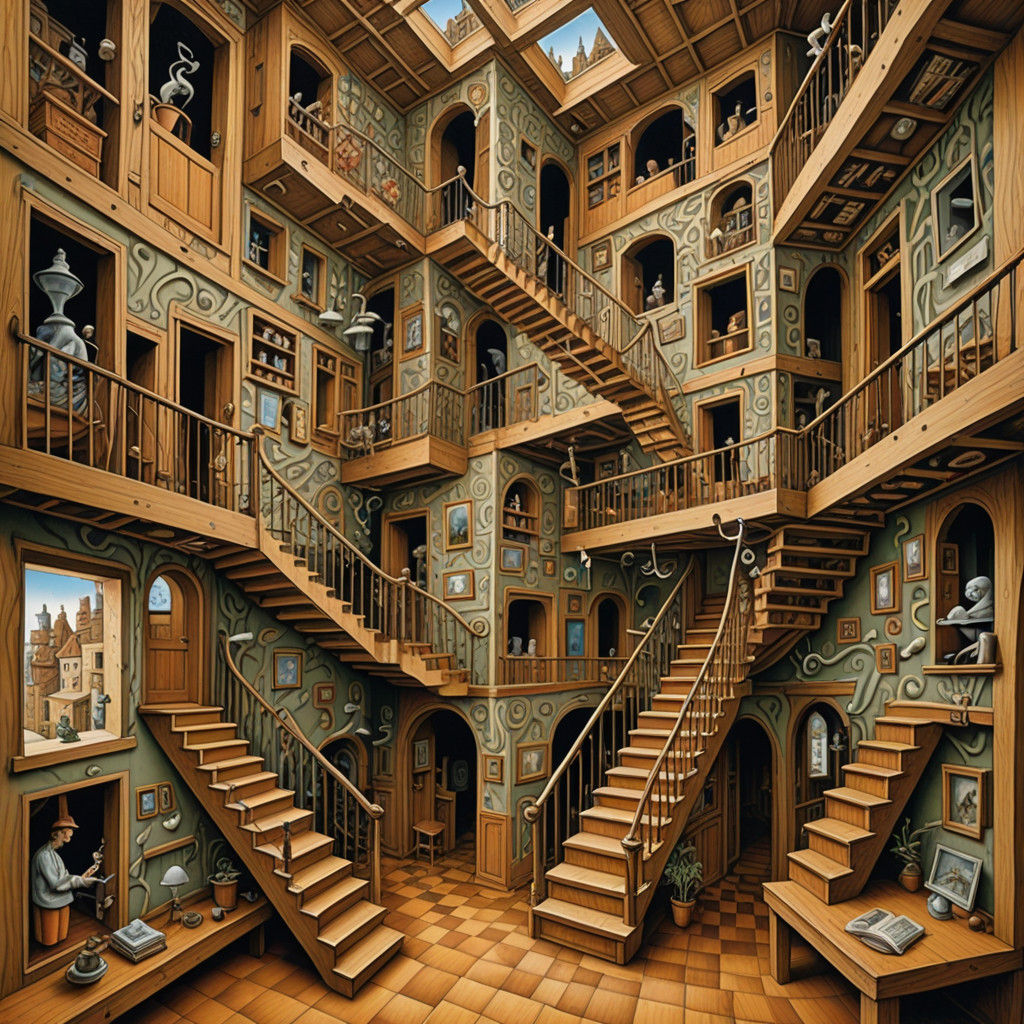 Surreal Optical Illusions in Inverted Stairwell