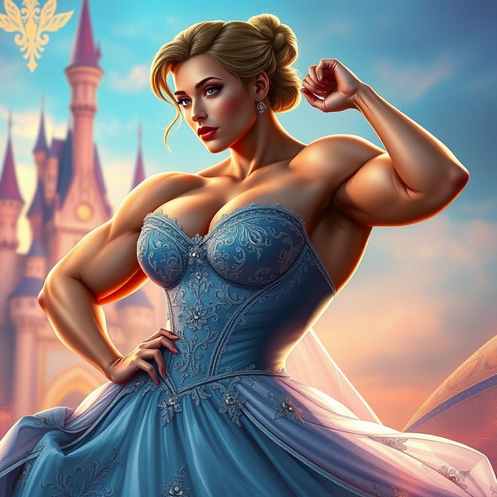 Elegant Princess with Athletic Physique in Vibrant Castle Sc...