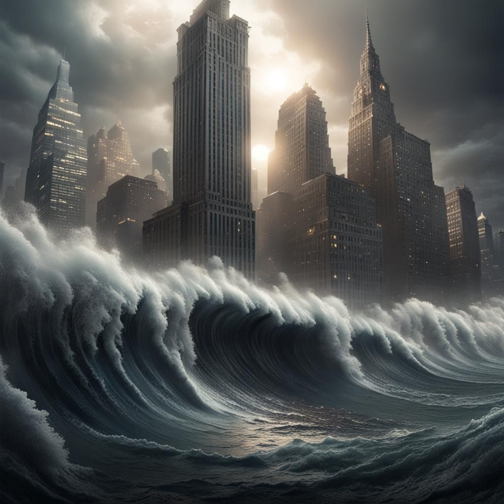 Tsunami Devastates New York City: Apocalyptic Art