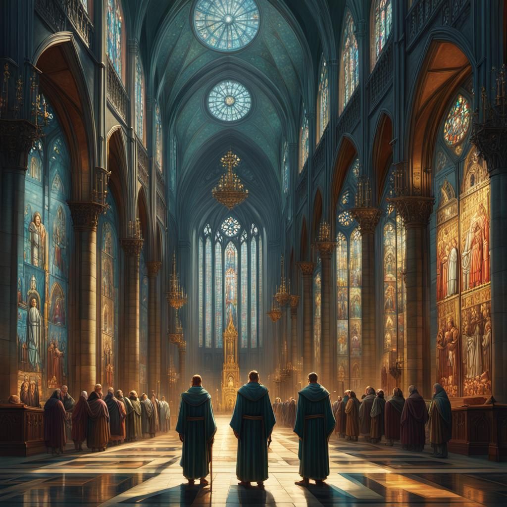 Saints in Ornate Cathedral Fantasy Art