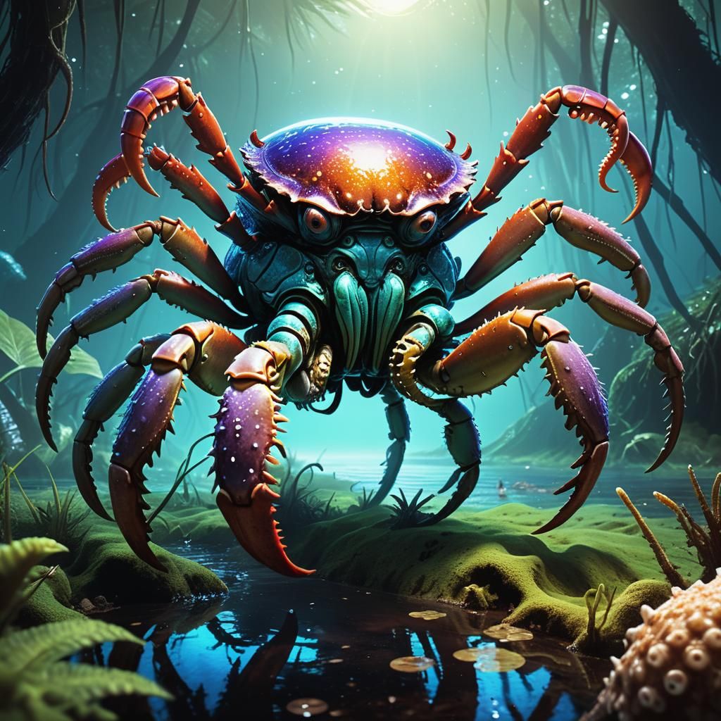 Alien Coconut Crab Emerges on Exoplanet: Digital Art