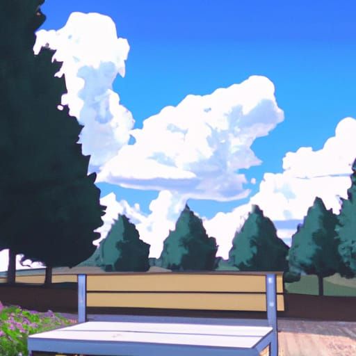 80s Anime Style Forest Park Background