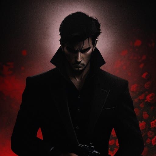 Dark Romance Novel Cover: Roses and Handgun