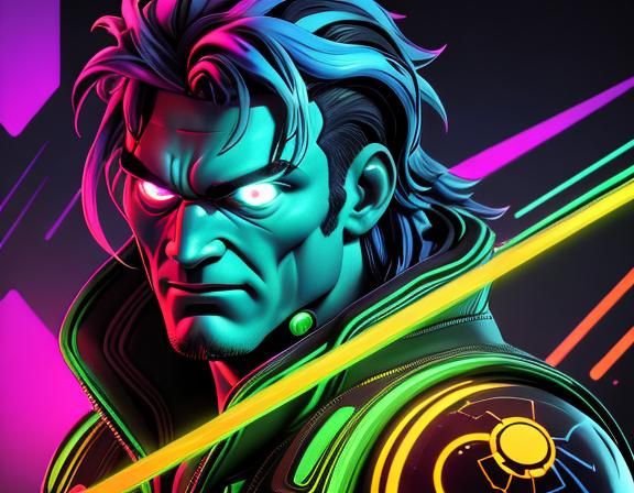 Cyborg Apollo in Cyberpunk Comic Style