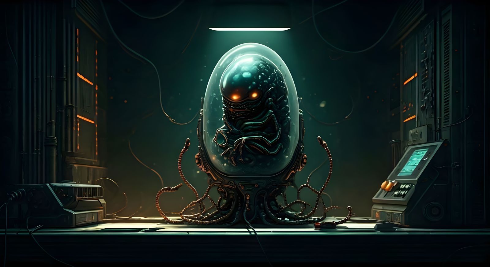 Grotesque Alien Machine in a Science Lab