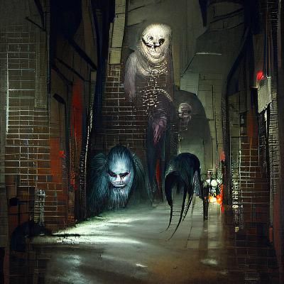 Sinister Creatures Lurking in Dark Alleyway