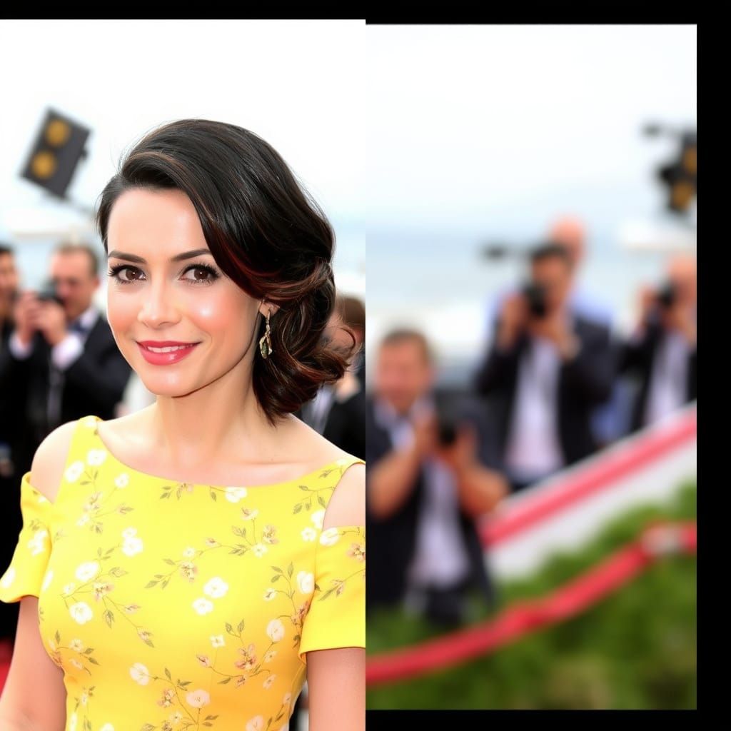 Singer in Yellow Floral Dress at Cannes Film Festival