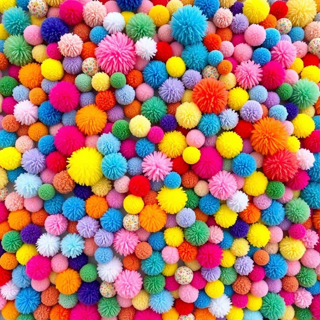 Colorful Pompom Wall Art in Pop Style