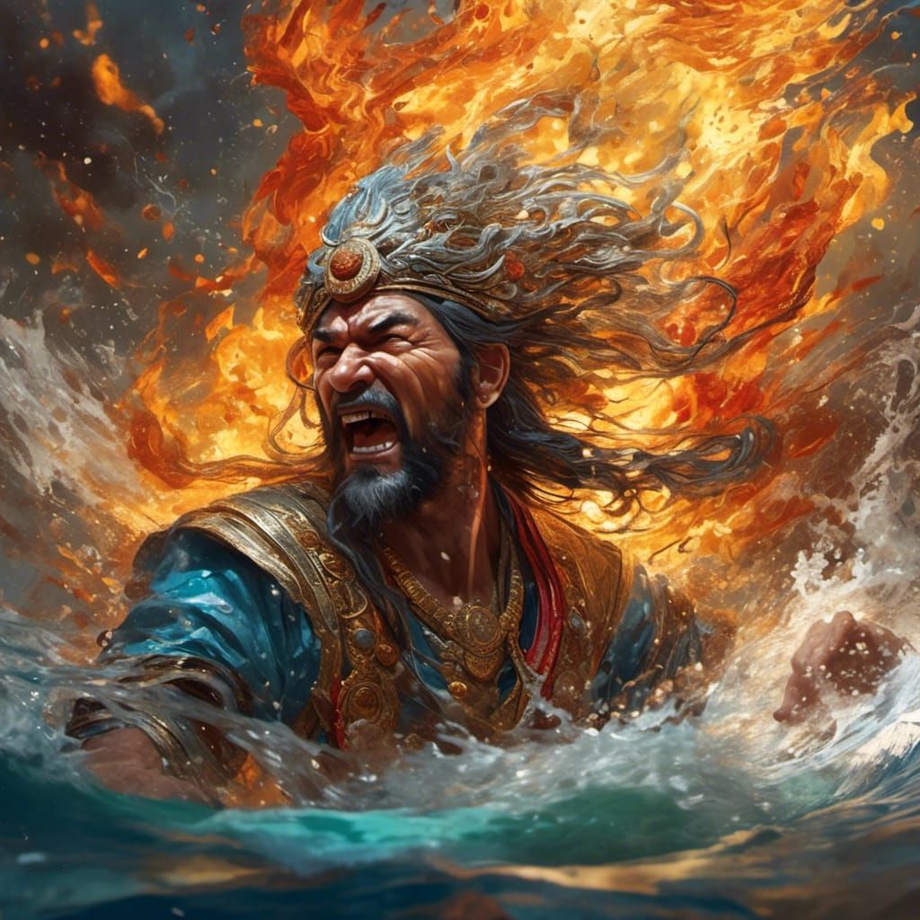 Hyperrealistic Ahura Mazda in Splash Art Style