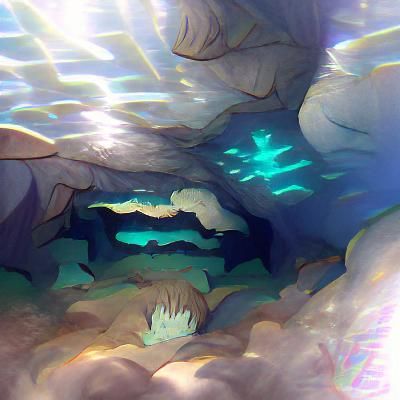 Sunlit Turquoise Underwater Cave