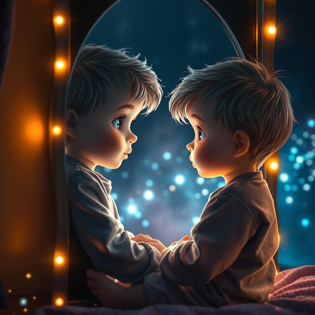 Magical Mirror Reflection: Boy and Hero