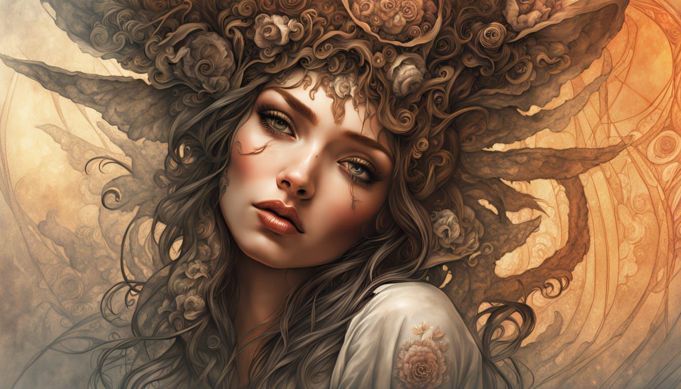 Provocative Women in Dreamlike Fantasy Poster Art