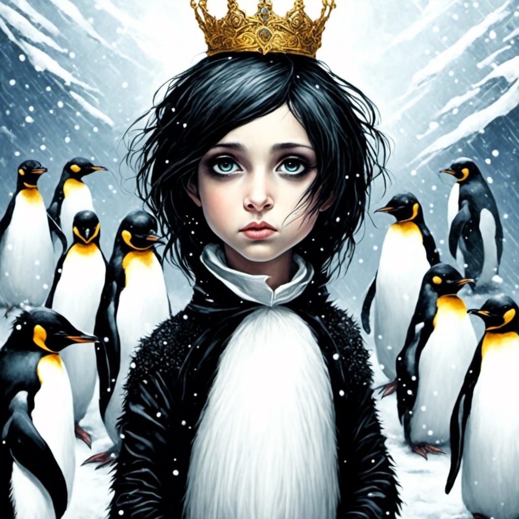 Emo Penguin Princess in Cartoon Style