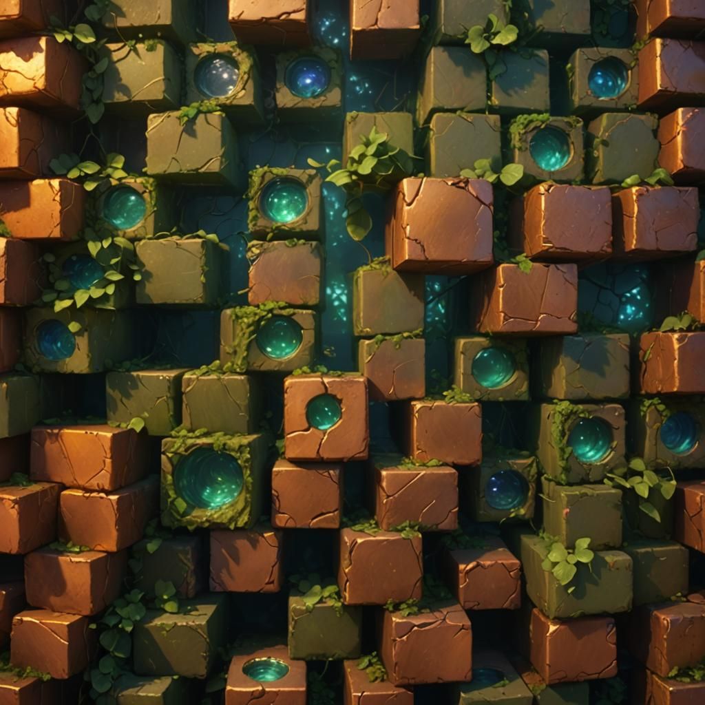 Lush Copper Brick Fantasy Art in Oil Painting Style
