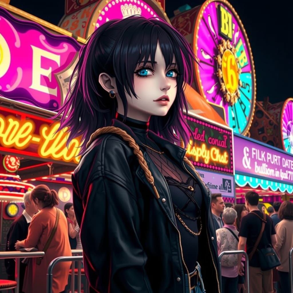Emo girl at the funfair