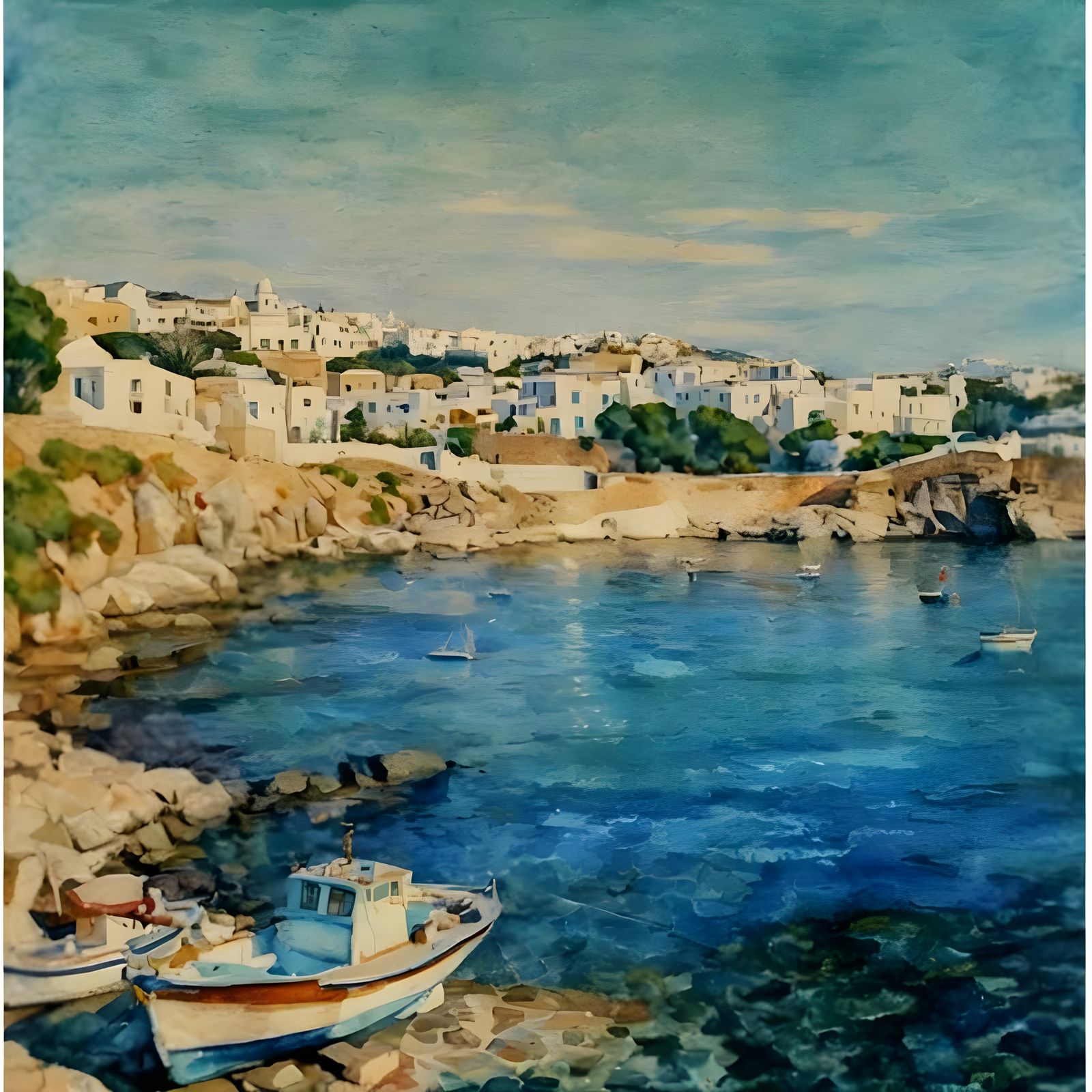 Picturesque Mykonos Harbor Scene