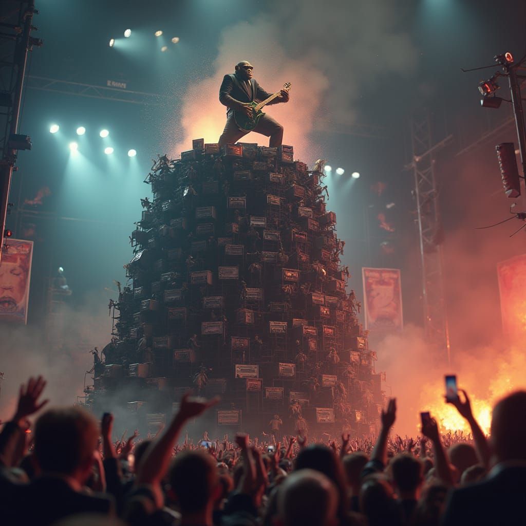 Heavy Metal Chimpanzee Concert in Fantasycore Style