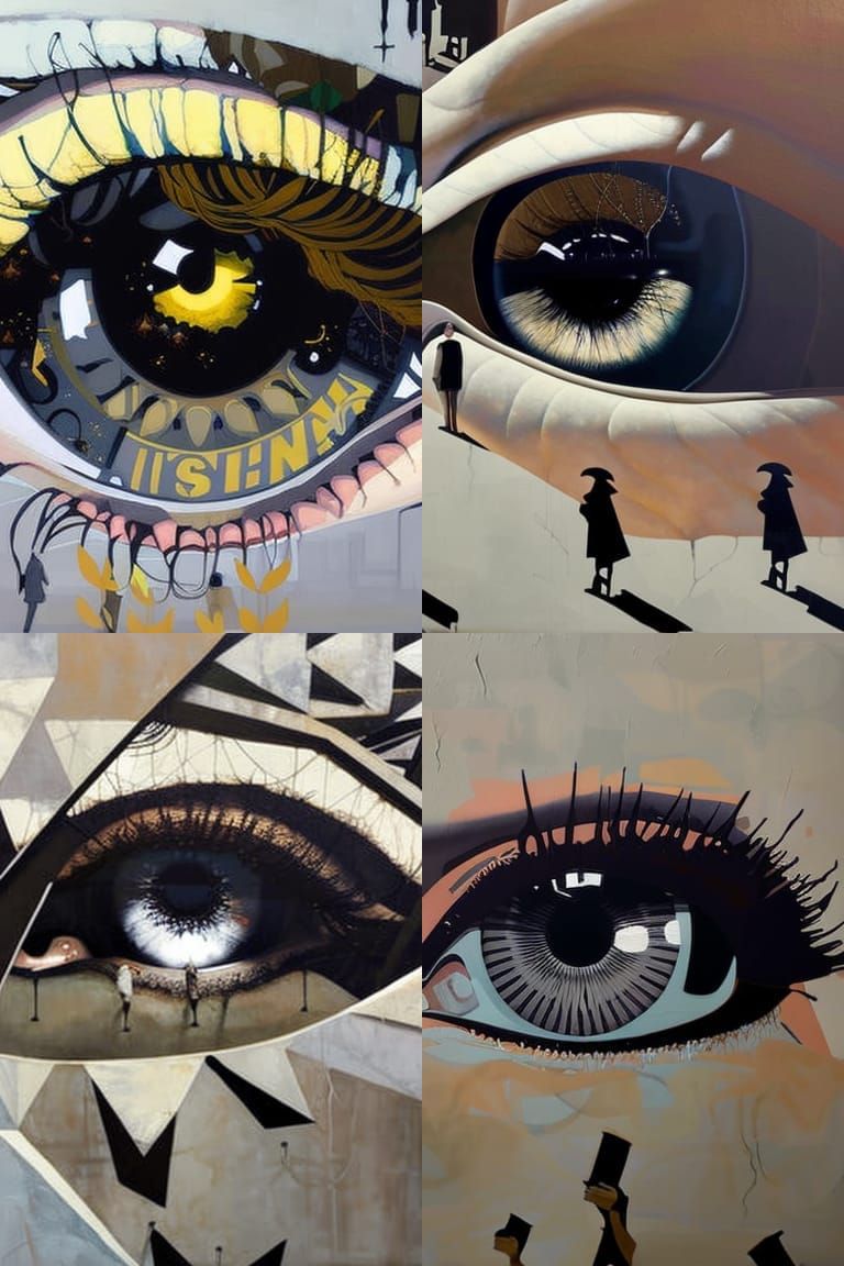 Eye Surrounded by Crowd: Mixed Texture Collage