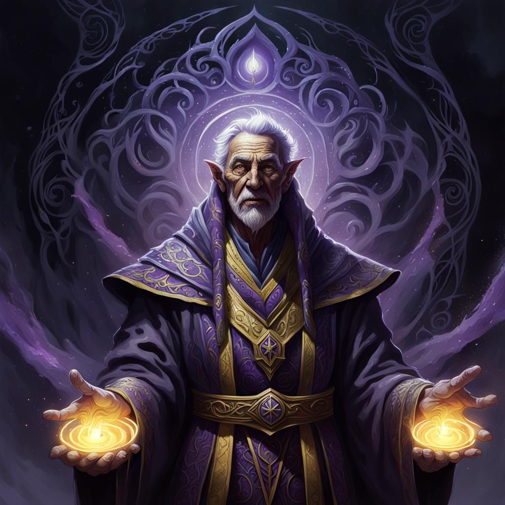 Mystical Elder Singing in Dark Fantasy Art Style