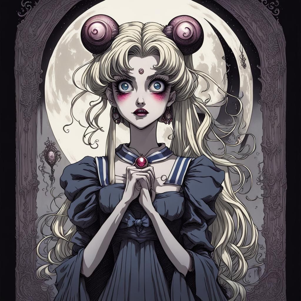 Sailor Moon as a Tim Burton character