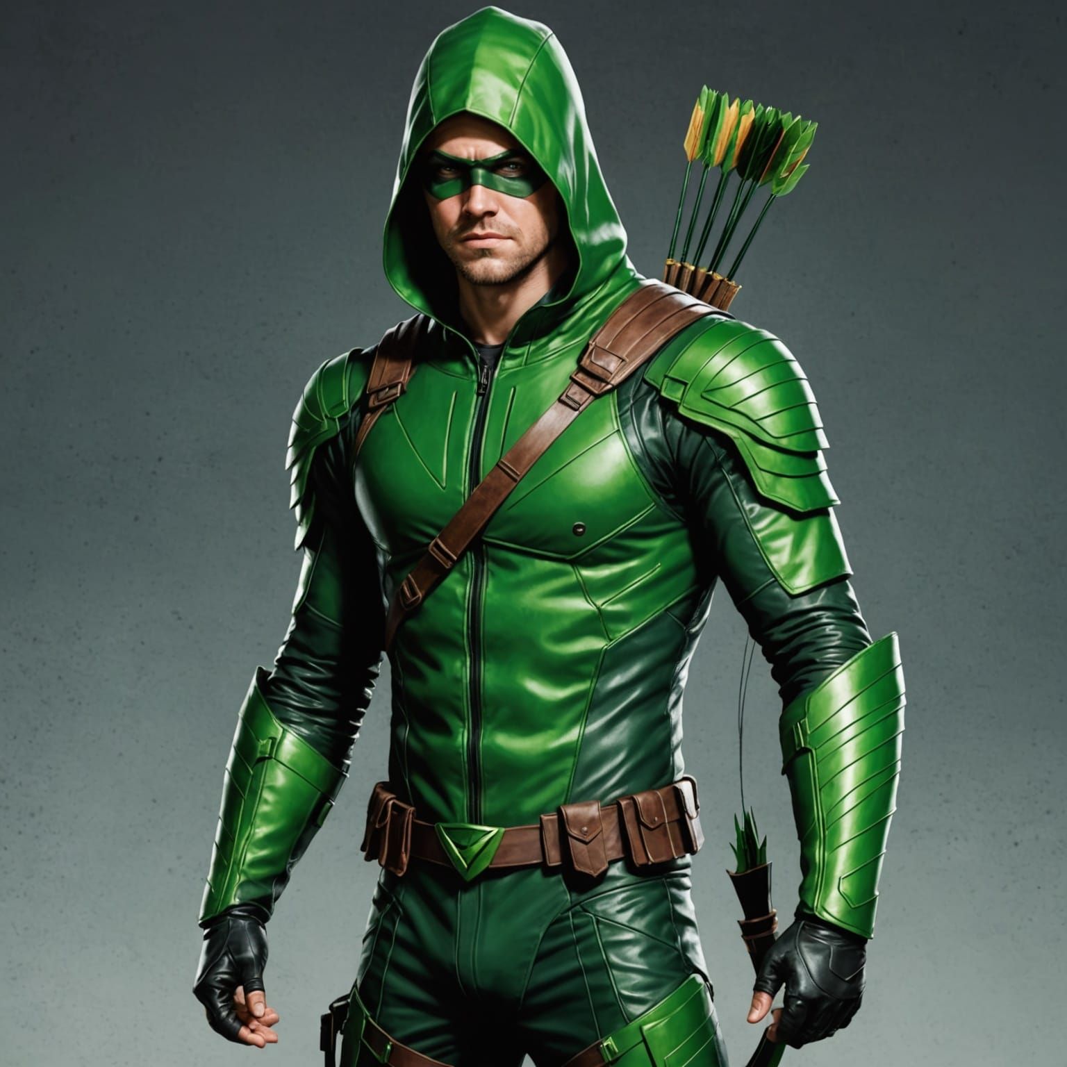 Surreal Green Arrow in Hyper-Realistic Pop Art Style