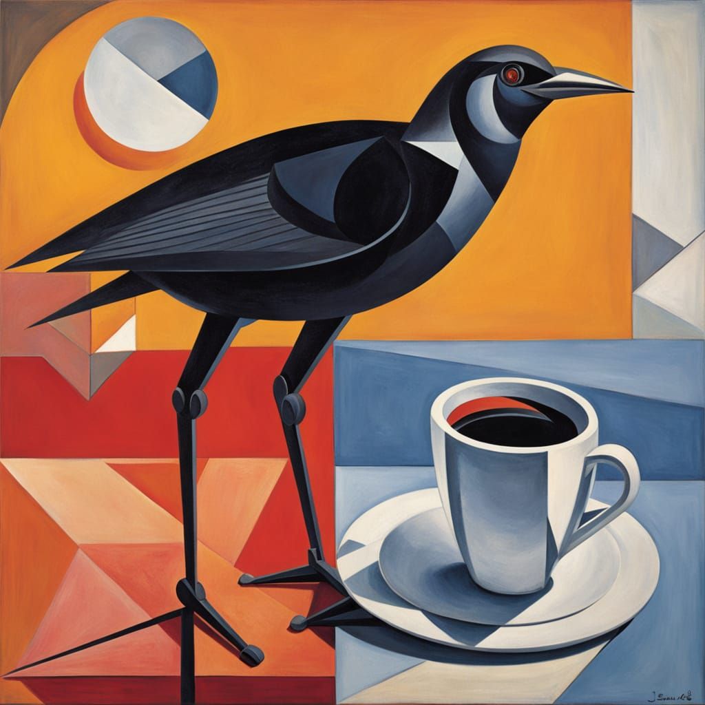 Confident Cubist Portrait in Monochromatic Style