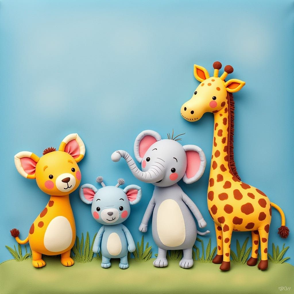 Whimsical Felt Animals in Pastel Colors