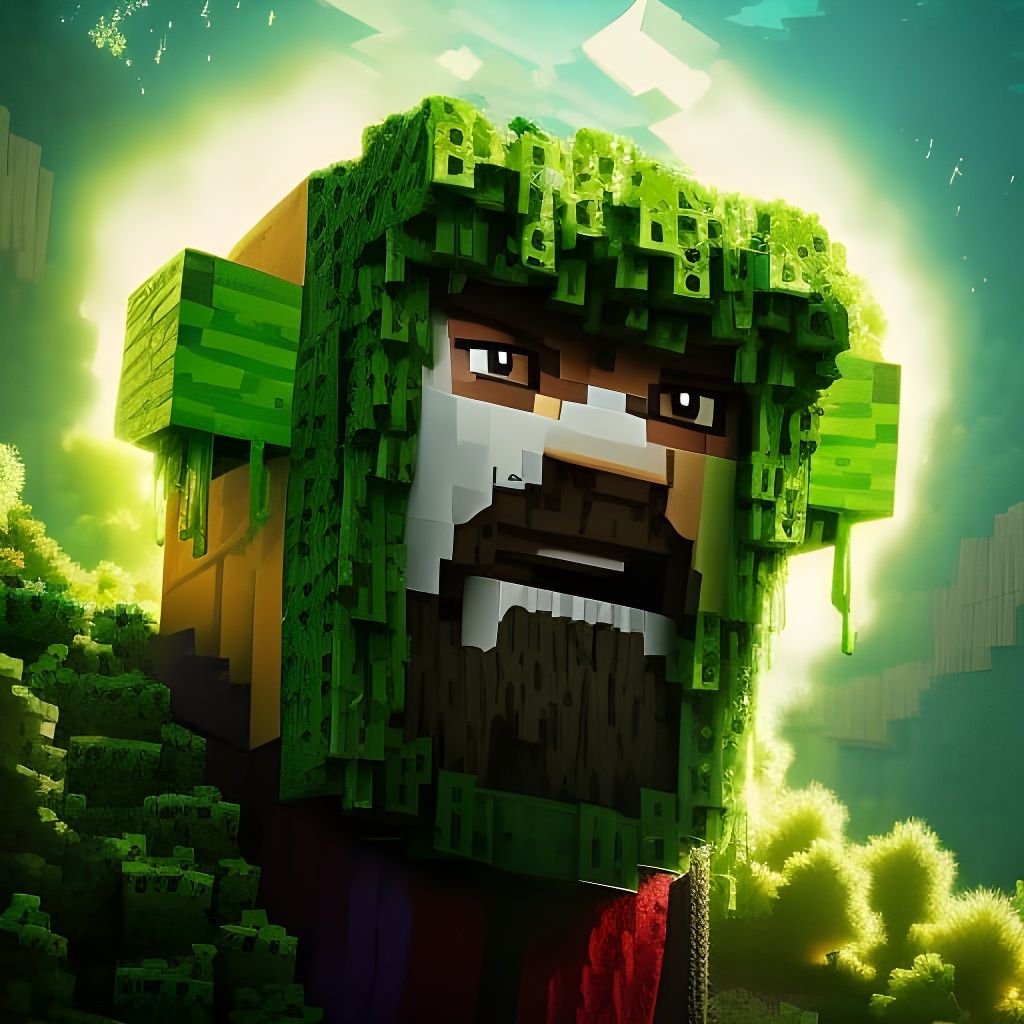 Detailed Minecraft Creeper Portrait in 4K