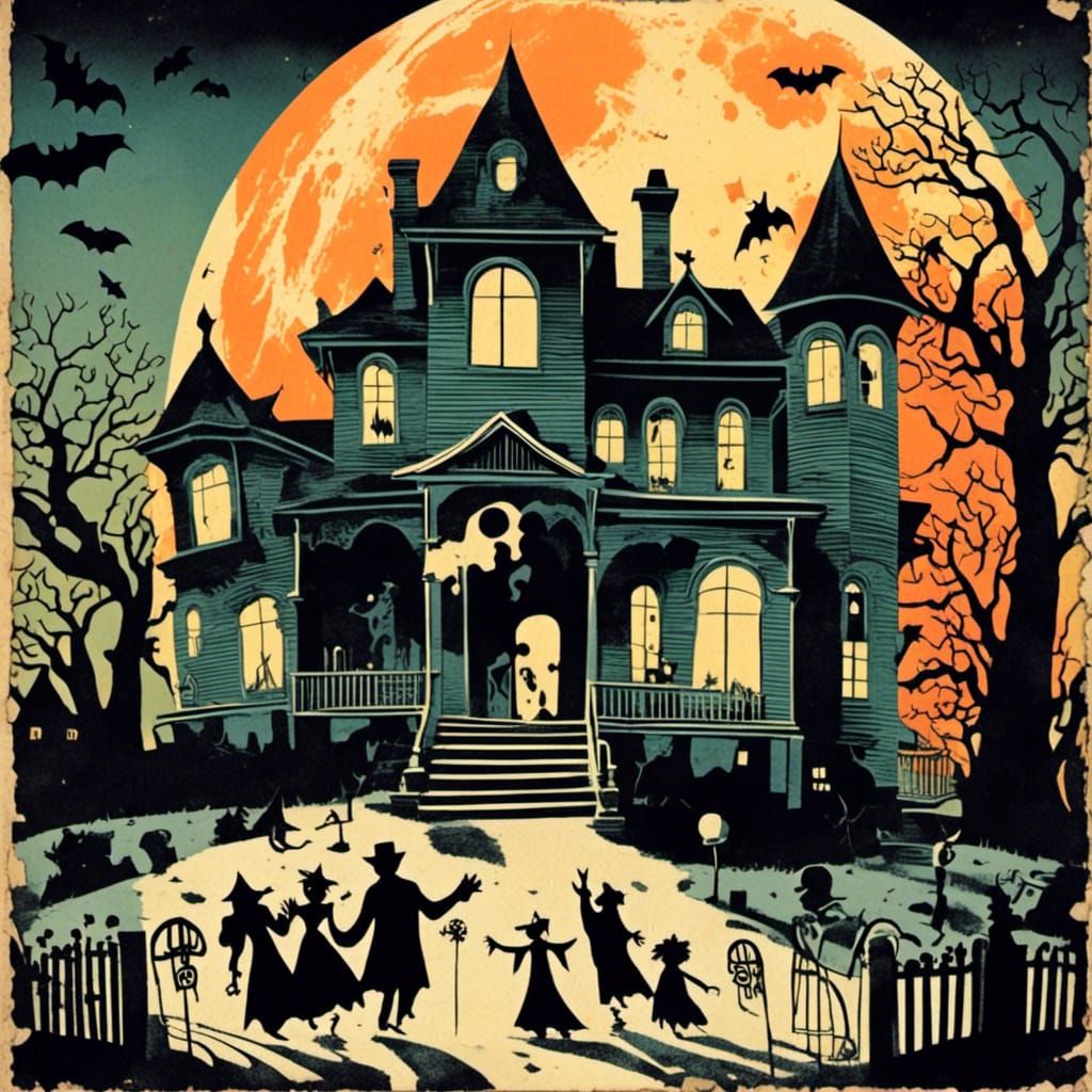 Halloween Haunted House Party Retro Pulp Poster