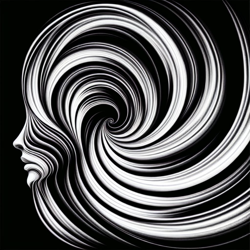 Abstract Woman's Face Becomes a Mesmerizing Spiral