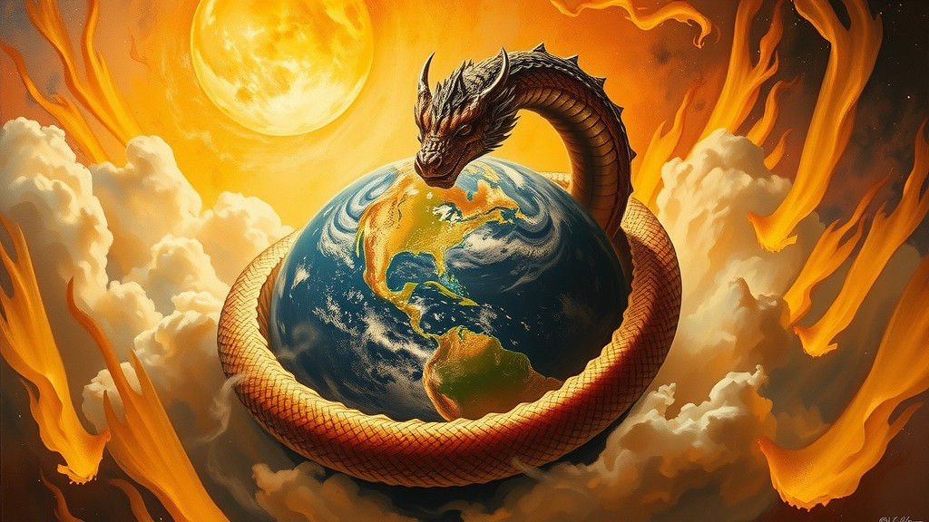 Jörmungandr Encircling Earth in Mystical Style