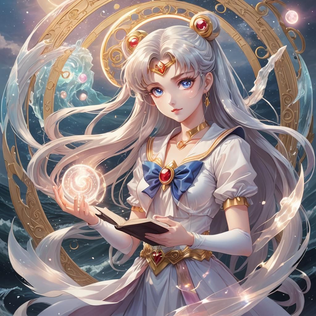 Sailor Moon with Arcane Scroll in Manga Style