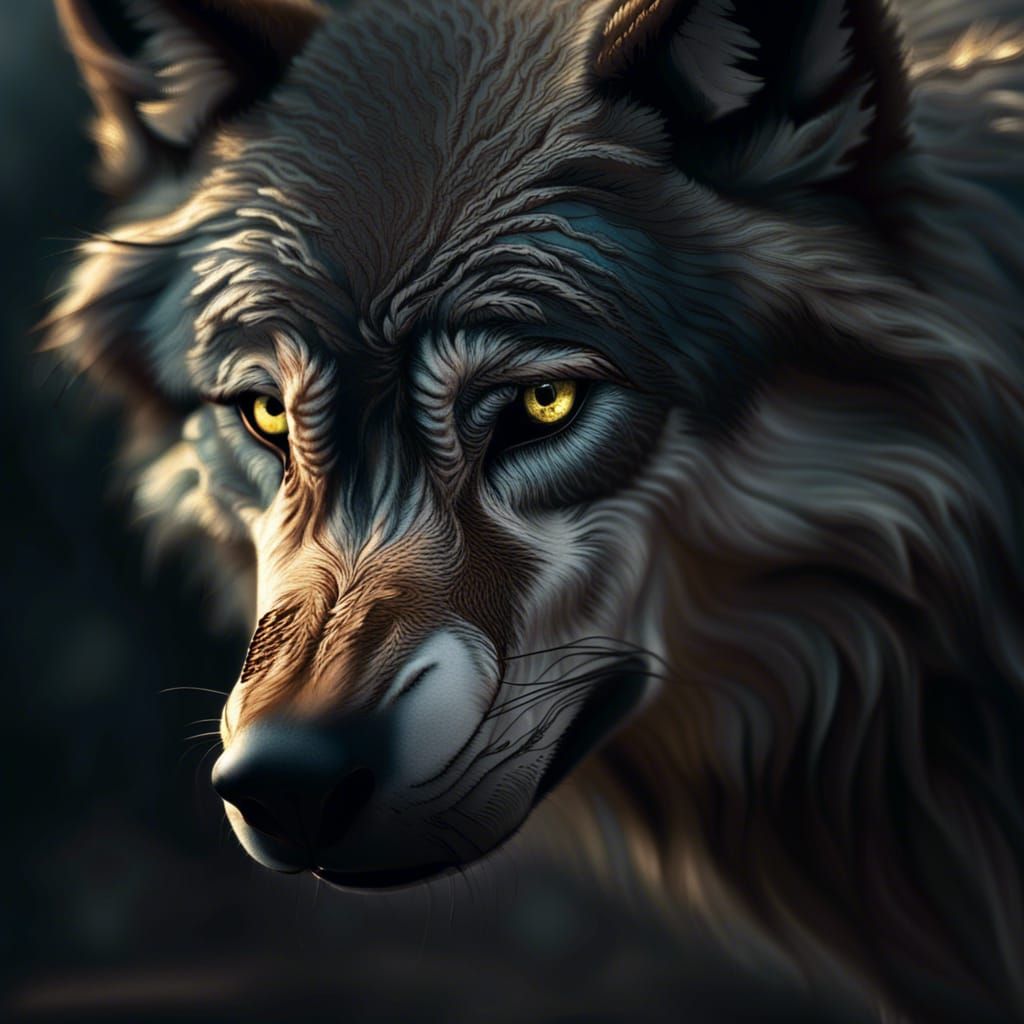 Hyperrealistic Wolf Image with Intricate Details