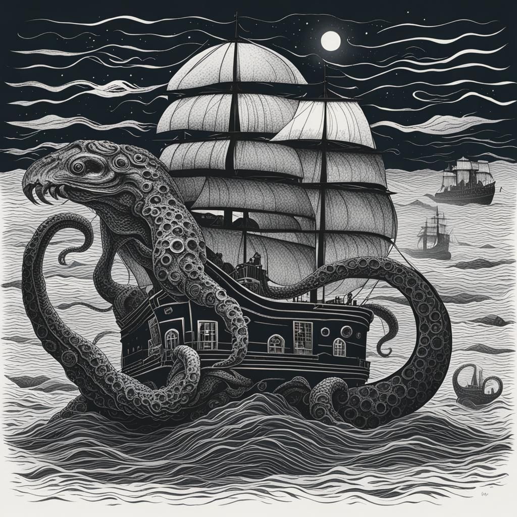 Giant Kraken Emerges from the Deep Sea