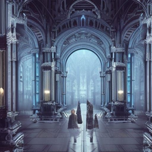 Dark Hall of Mirrors in Pale Blue