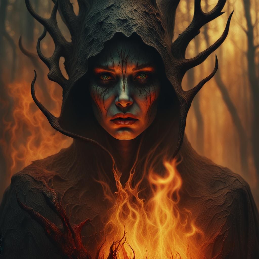 Witch in Flames: Dark Fantasy Concept Art