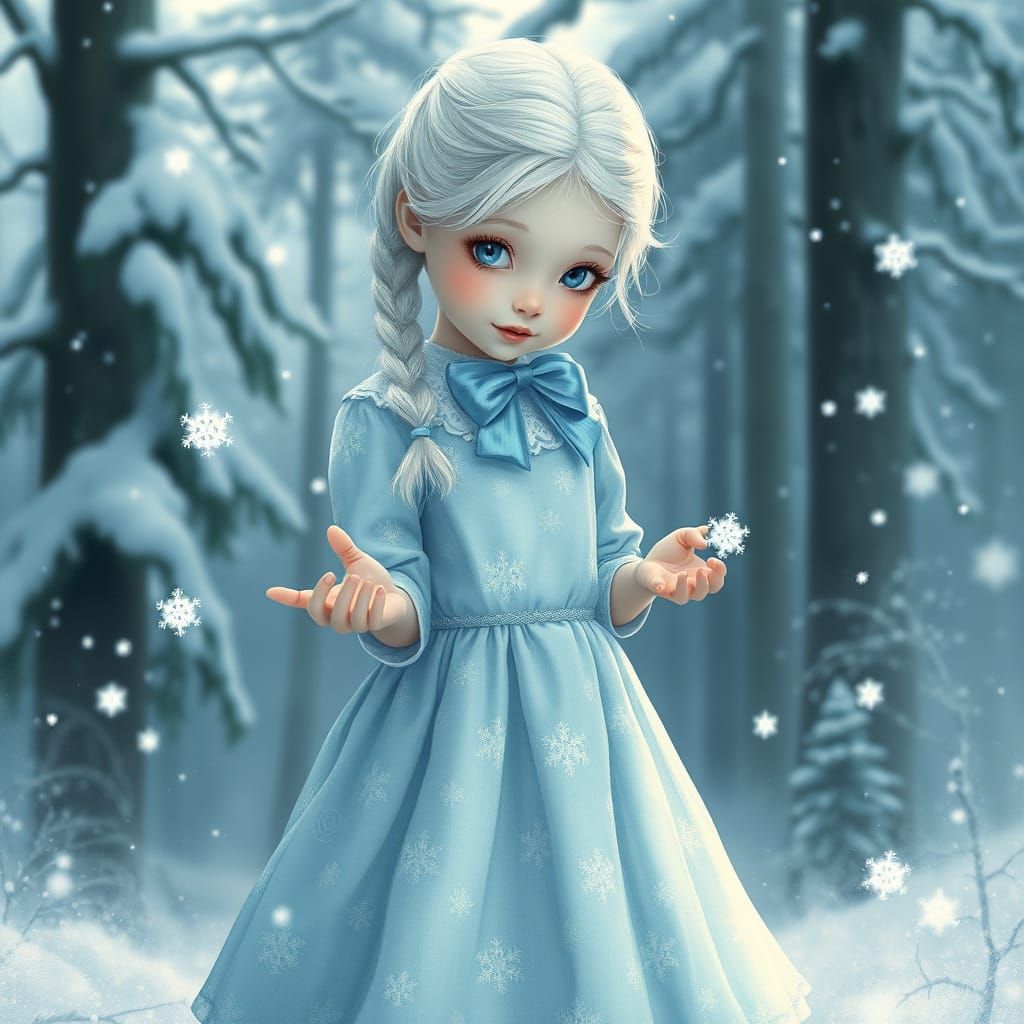 Ethereal Winter Wonderland in a Dreamlike Art Nouveau Style