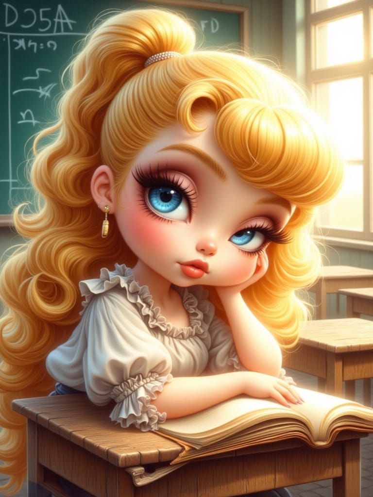 Chibi Schoolgirl Radiates Enthusiasm in Whimsical Digital Pa...