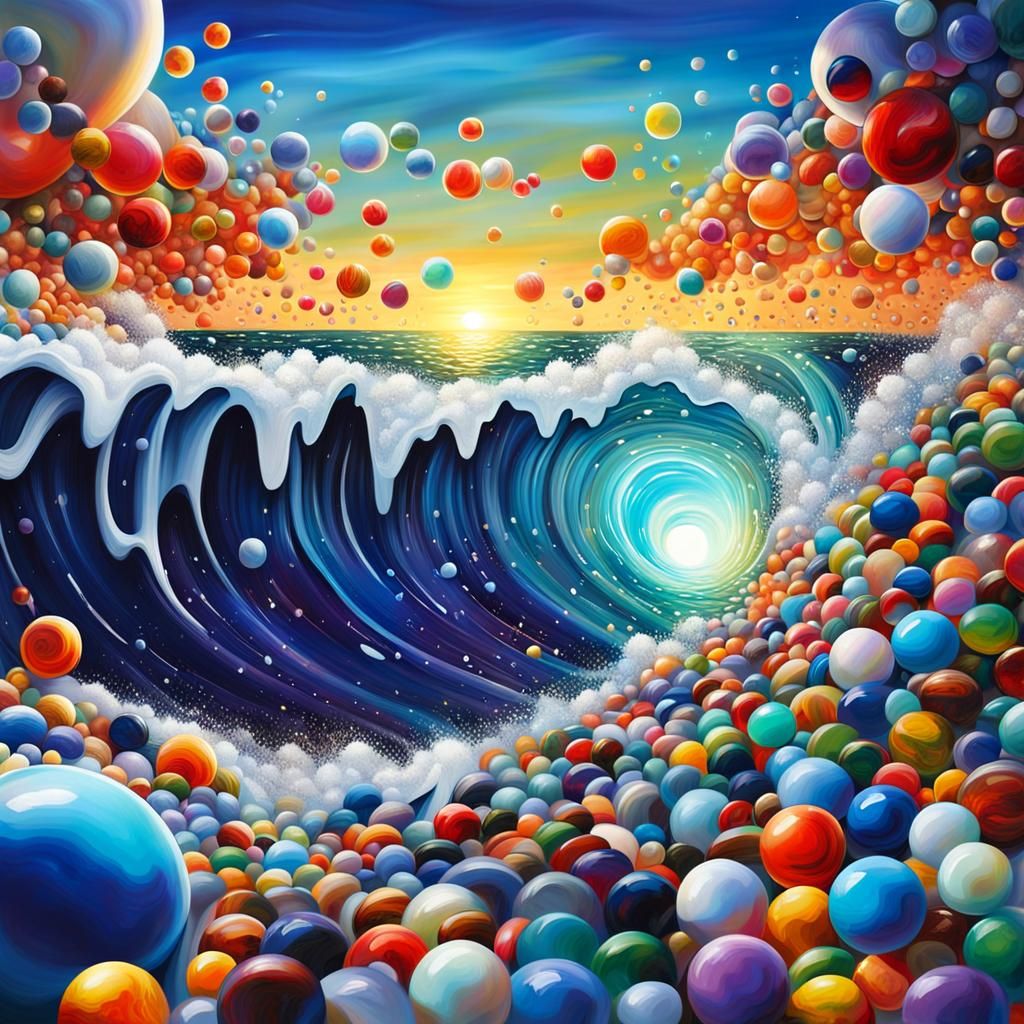 Marble Wave in Marble Ocean: Graffiti Art Style