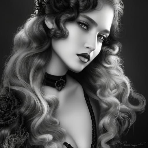 Hyperrealistic Noir Portrait of Woman with Corset